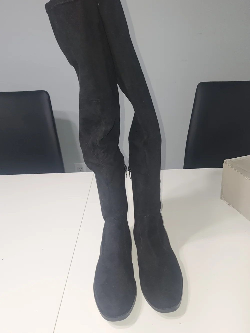 Marc Fisher Black Over-the-Knee Suede Boots with Side Zip New Without Box Size 8